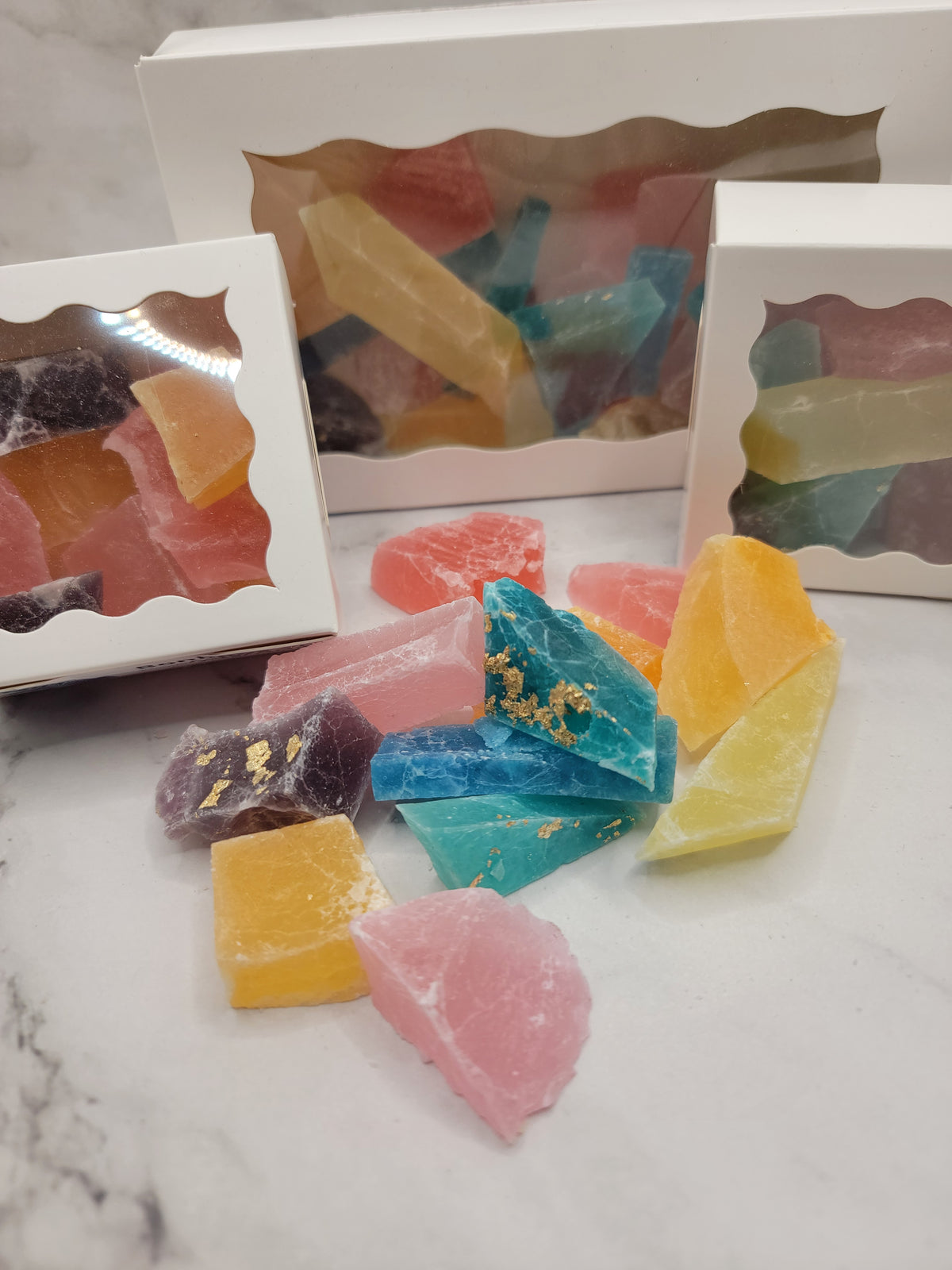 Bonbons en Cristaux Fraise, Pêche, Poire, Bleuet et Ananas